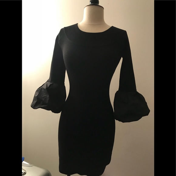 NWT BCG BLACK PUFF SLEEVE DRESS M - Picture 2 of 5